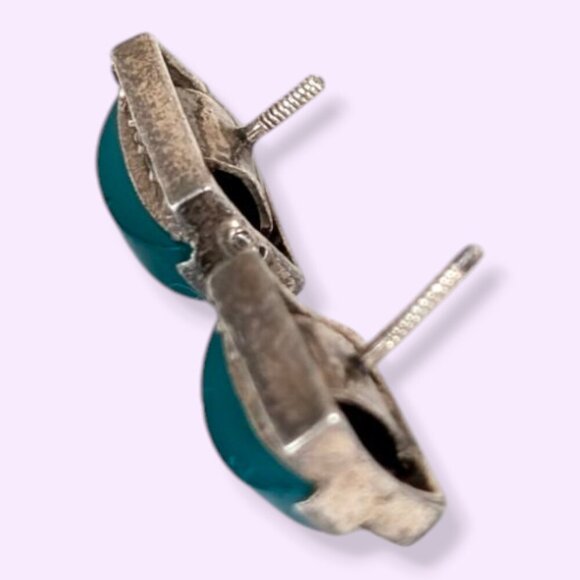 Vintage Green Glass & Marcasite Earrings - Picture 5 of 6